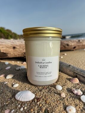 16oz Calming Waves Luxury Candle Mason Jar Ocean Breeze Spa Scent
